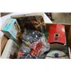 Image 4 : BOX OF MODEL TRAIN CARS, SET PIECES AND CONTROLLER