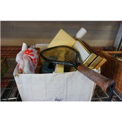 BOX OF ESTATE ITEMS W/ 3 PICTURES AND FRAMES