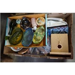 2 TRAYS OF POTTERY AND ESTATE GOODS
