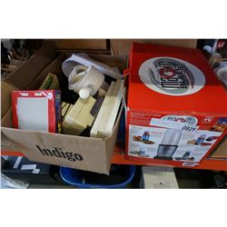 MAGIC BULLET MIX SYSTEM AND BOX OF HOUSEWARES