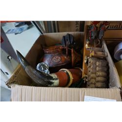 BOX OF COLLECTIBLES INCLUDING HORSE-DRAWN CARRIAGE