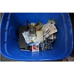BLUE TOTE OF SHOP SUPPLIES - MOSTLY NEW IN PACKAGE
