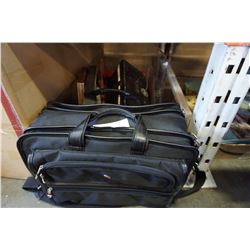 AS NEW SWISS ARMY BAG, BOX OF FIRST AID CONTAINER, AND OTHER COLLECTIBLES