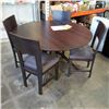 Image 1 : NEW AMELIA SOLID CHERRYWOOD DINING SET, 54" PEDESTLE TABLE AND 4 KERRISDALE UPHOLSTERED SIDE CHAIRS 