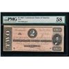 Image 1 : 1864 $2 Confederate States of America Note PMG 58