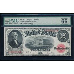 1917 $2 Legal Tender Note PMG 66