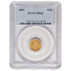 1862 $1 Princess Gold Coin PCGS MS61