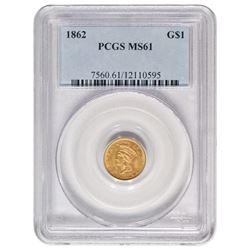 1862 $1 Princess Gold Coin PCGS MS61