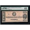 Image 1 : 1864 $2 Confederate States of America Note PMG 62