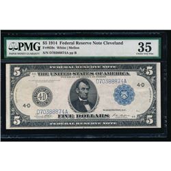 1914 $5 Cleveland Federal Reserve Note PMG 35