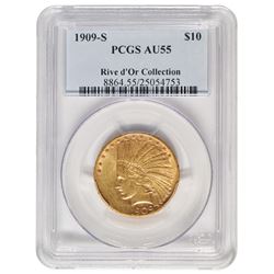 1909-S $10 Indian Head Eagle Gold Coin PCGS AU55