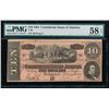 Image 1 : 1864 $10 Confederate States of America Note PMG 58EPQ