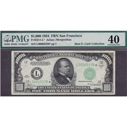 1934 $1000 San Francisco Federal Reserve Star Note PMG 40