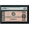 Image 1 : 1864 $2 Confederate States of America Note PMG 63EPQ