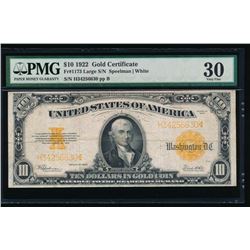 1922 $10 Gold Certificate PMG 30