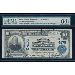 1902 $10 St Louis National Bank Note PMG 64EPQ