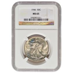 1946 Walking Liberty Half Dollar Coin NGC MS65