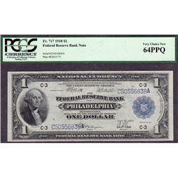 1918 $1 Philadelphia Federal Reserve Bank Note PCGS 64PPQ