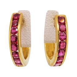 18KT Yellow Gold 1.08 ctw Ruby Earrings