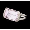 18.22 ctw Kunzite and Diamond Ring - 18KT White Gold