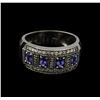 Image 2 : 0.68 ctw Tanzanite and Diamond Ring - 14KT White Gold