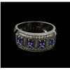 Image 2 : 0.68 ctw Tanzanite and Diamond Ring - 14KT White Gold