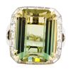 Image 2 : 22.01 ctw Bi-Colored Tourmaline And Diamond Ring - 18KT White And Yellow Gold