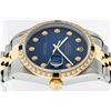 Image 4 : Rolex Mens 2 Tone 14K Blue Vignette Diamond & Sapphire Datejust Wristwatch