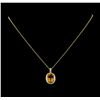 Image 2 : 5.45 ctw Citrine and Diamond Pendant With Chain - 14KT Yellow Gold