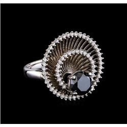 2.85 ctw Black Diamond Ring - 14KT White Gold