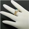 Image 8 : 14k Yellow Gold Prong Set Fiery Oval & Round Cabochon Opal Split Shank Band Ring