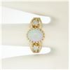 Image 9 : 14k Yellow Gold Prong Set Fiery Oval & Round Cabochon Opal Split Shank Band Ring