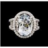 Image 2 : 5.25 ctw Aquamarine and Diamond Ring - 14KT White Gold