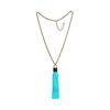 Silk Tassel Square Pendant Necklace - Gold Plated