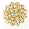 Image 1 : 14K Solid Yellow Gold 1.01 ctw 31 Round VS1 Diamond Flower CLUSTER Cocktail Ring