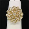 Image 2 : 14K Solid Yellow Gold 1.01 ctw 31 Round VS1 Diamond Flower CLUSTER Cocktail Ring