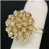 Image 3 : 14K Solid Yellow Gold 1.01 ctw 31 Round VS1 Diamond Flower CLUSTER Cocktail Ring