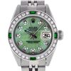 Rolex Ladies Stainless Steel Green MOP Diamond Datejust Wristwatch