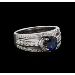 1.21 ctw Sapphire and Diamond Ring - 18KT White Gold