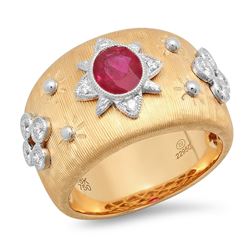 14K Yellow Gold 1.13CTW Ruby Ring, (VS)