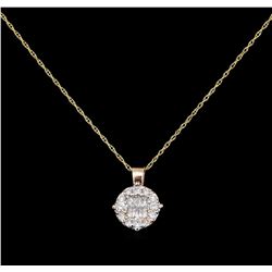 0.40 ctw Diamond Pendant With Chain - 14KT Rose Gold