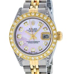 Rolex Ladies 2 Tone 14K Pink MOP Lugs Datejust Wristwatch