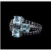 4.89 ctw Blue Topaz and Sapphire Ring - 14KT White Gold