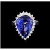 Image 2 : 11.38 ctw Tanzanite and Diamond Ring - 14KT White Gold