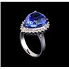 Image 4 : 11.38 ctw Tanzanite and Diamond Ring - 14KT White Gold