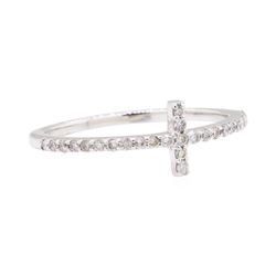 0.20 ctw Diamond Cross Ring - 14KT White Gold