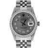 Rolex Mens Stainless Steel Slate Grey Diamond 36MM Datejust Wristwatch