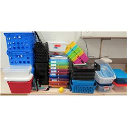 Multiple Misc Sized Plastic Storage Bins