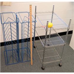 Metal Rolling Cart & 2 Blue Metal Organizers