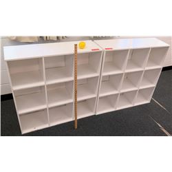 Qty 2 White Wood 9 Compartment Shelf